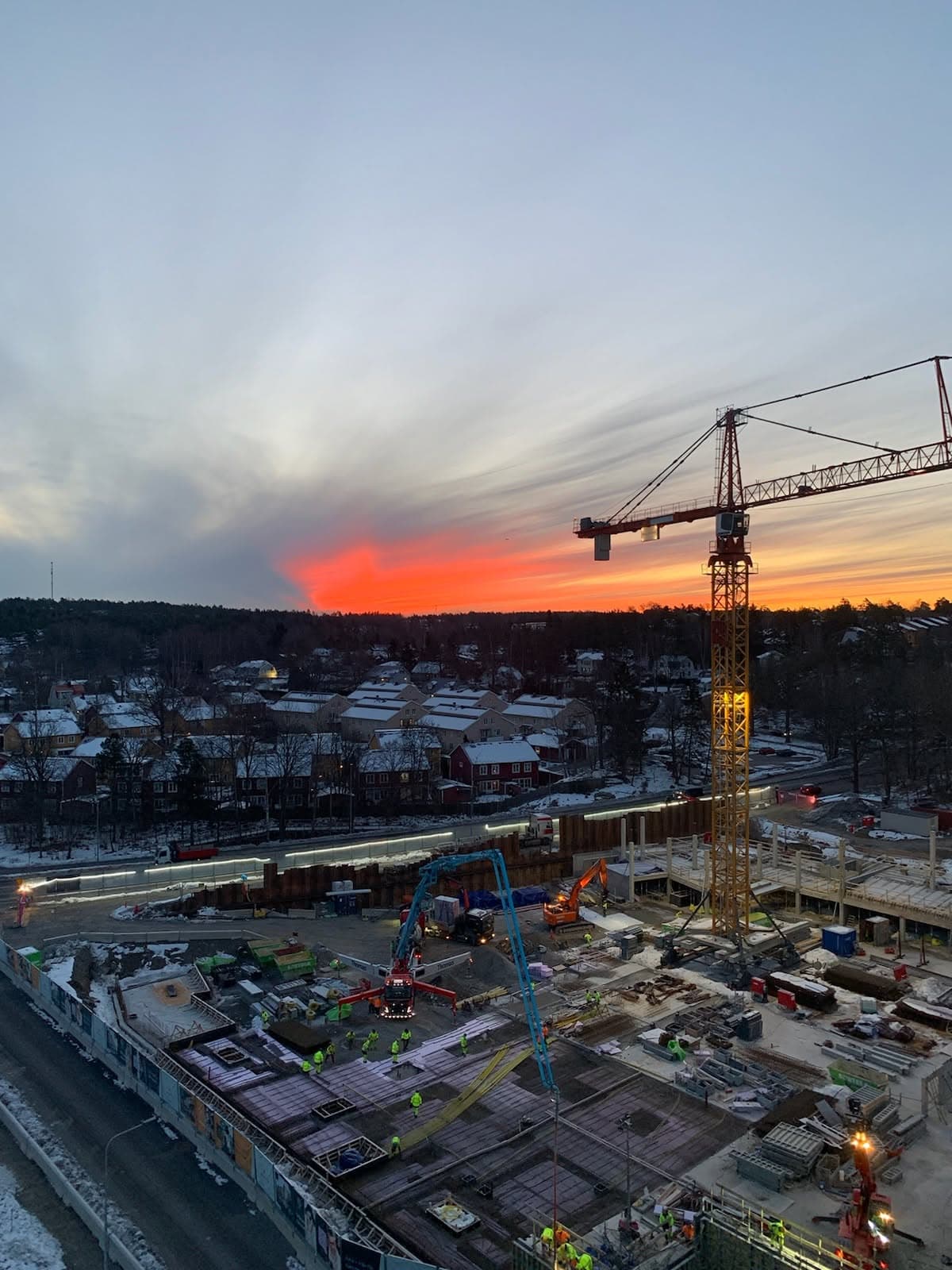 Älta C būvlaukums ziemas betonēšanas darbu laikā